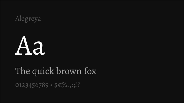 Alegreya font preview