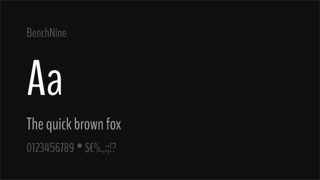 BenchNine font preview