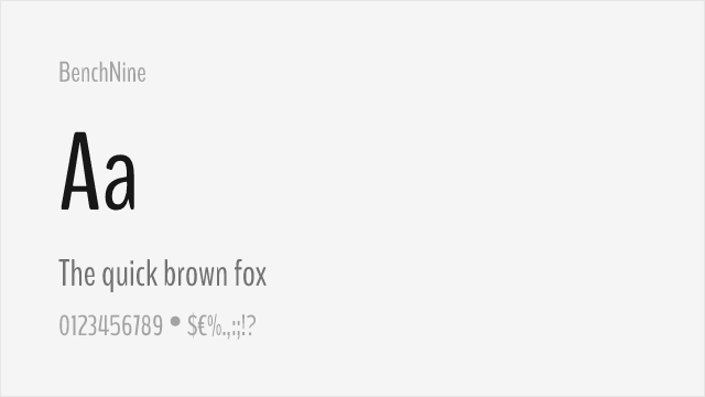 BenchNine font preview