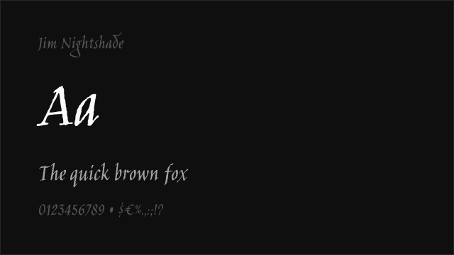 Jim Nightshade font preview