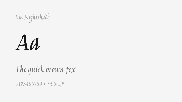 Jim Nightshade font preview
