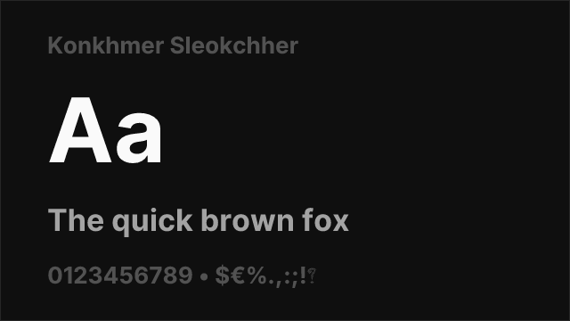 Konkhmer Sleokchher font preview