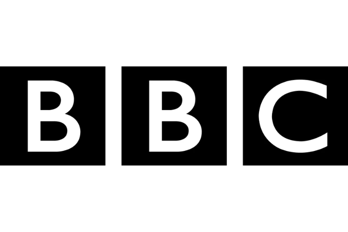 BBC on-screen branding featuring Gill Sans typeface in white against a dark background