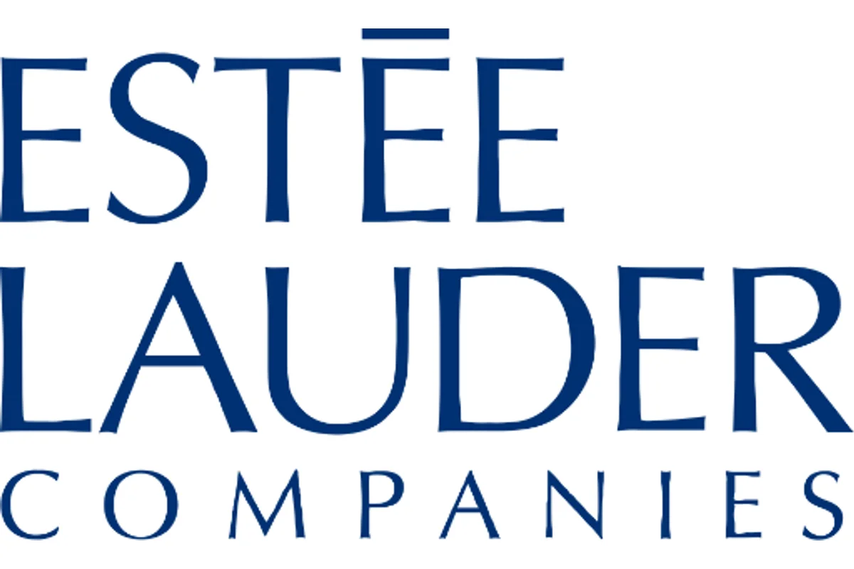 Estée Lauder brand logo and product packaging set in Optima typeface