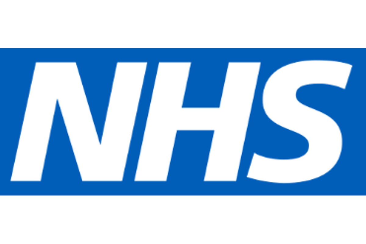 NHS patient-facing signage and communications set in Frutiger typeface against the distinctive NHS blue