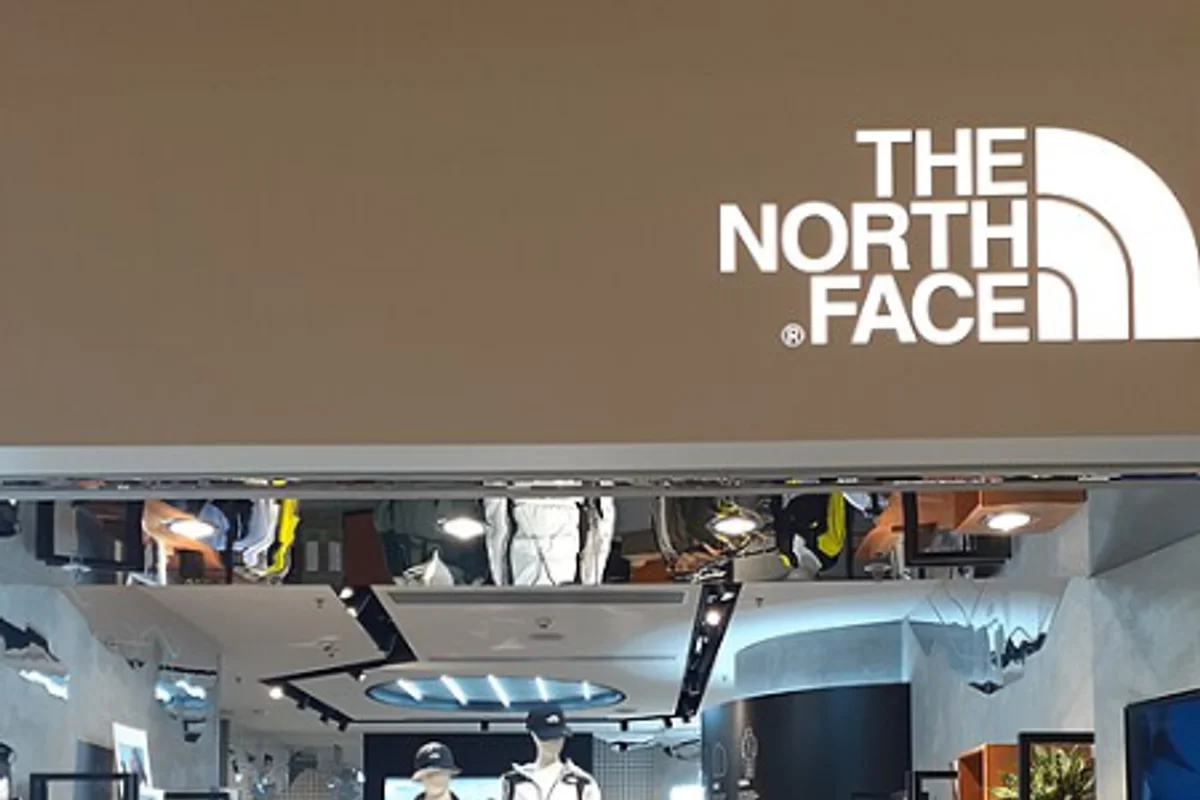 The North Face logo showing Helvetica Bold wordmark beneath the iconic half-dome mountain silhouette