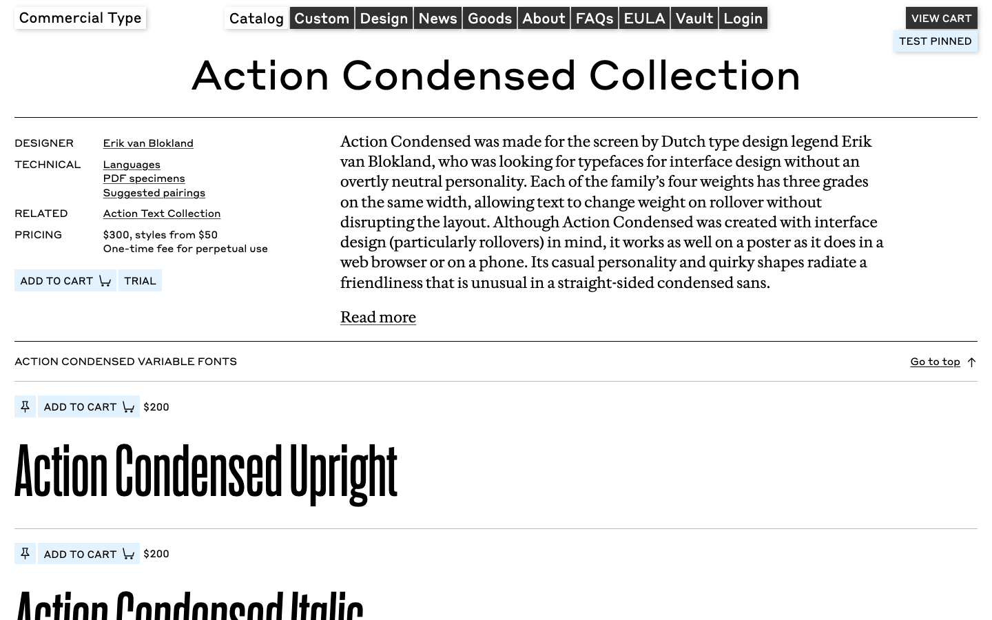 Action Condensed specimen 1 of 6