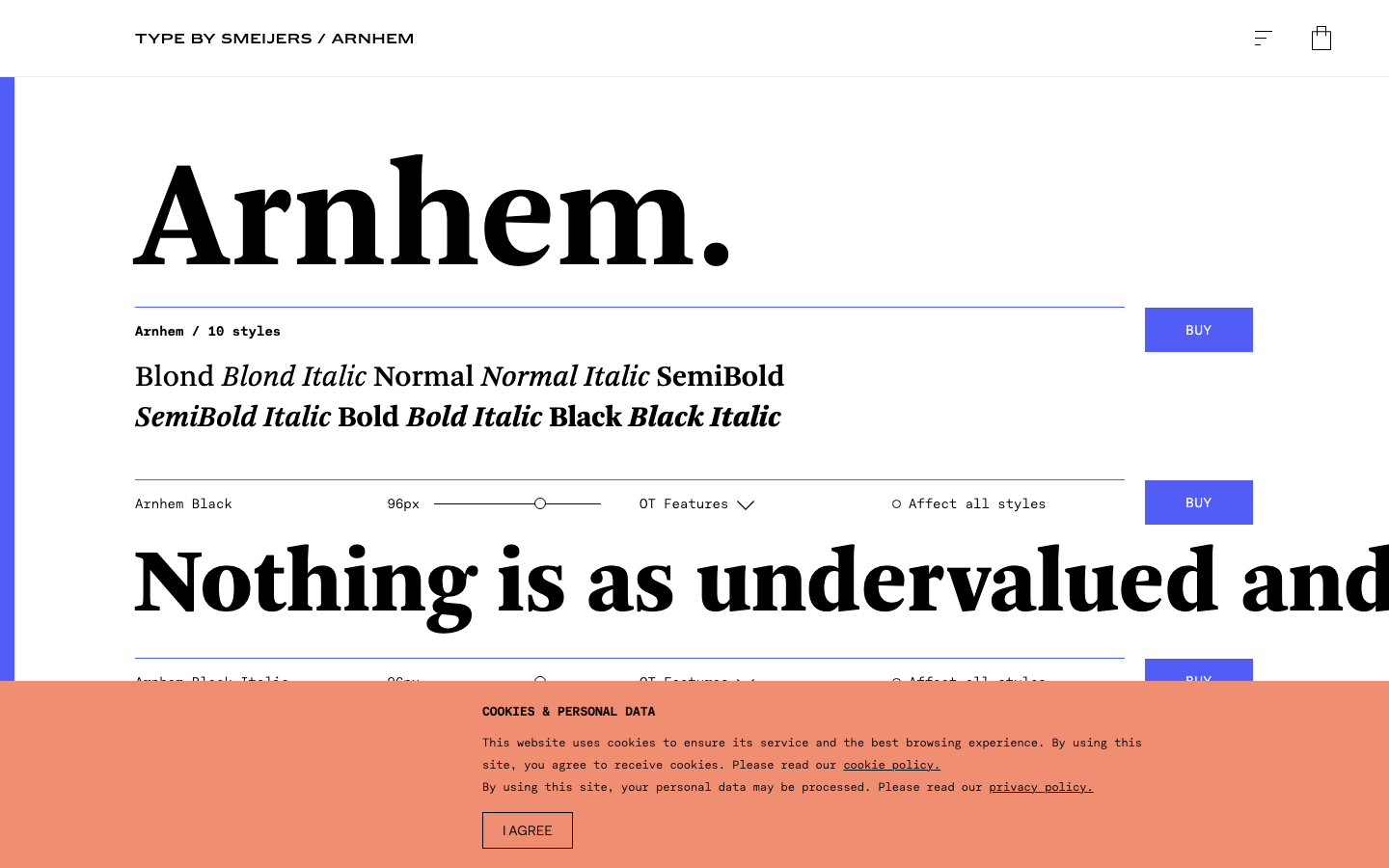 Arnhem font specimen