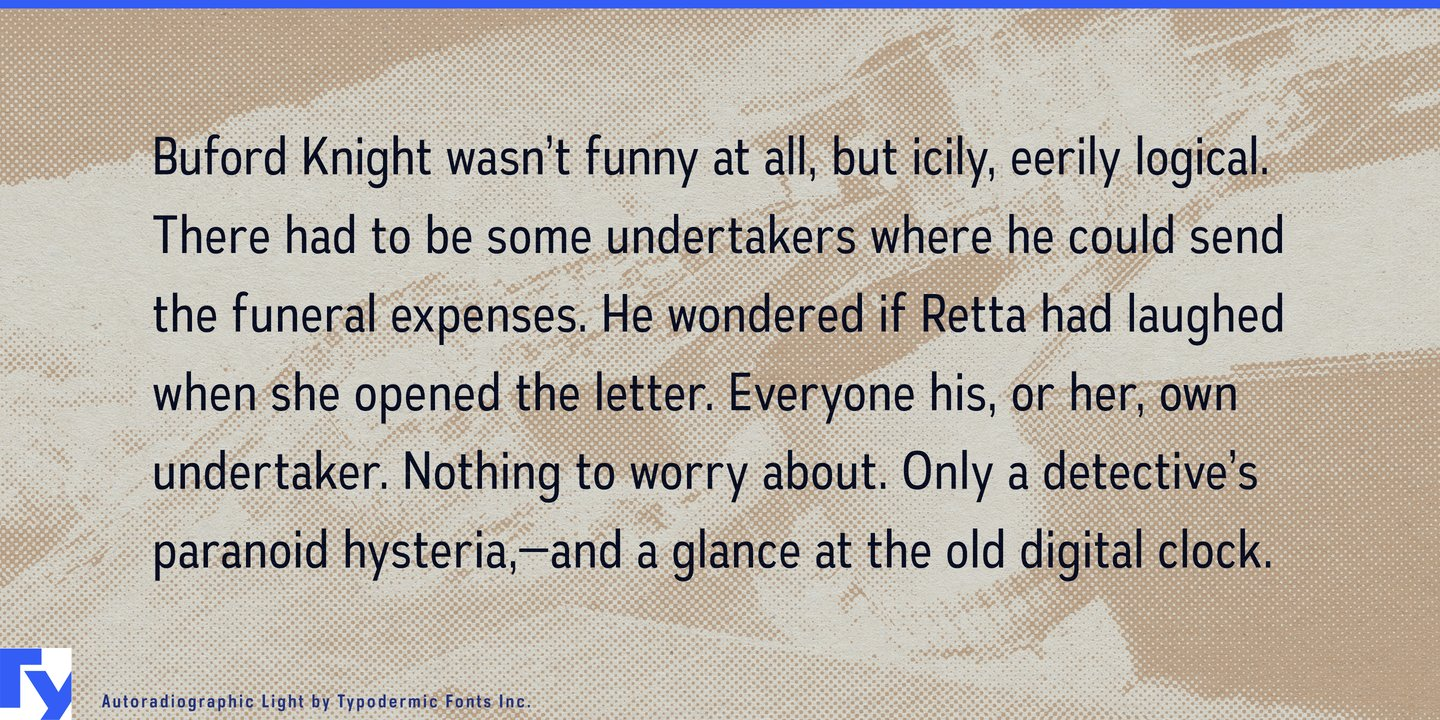 Autoradiographic font specimen