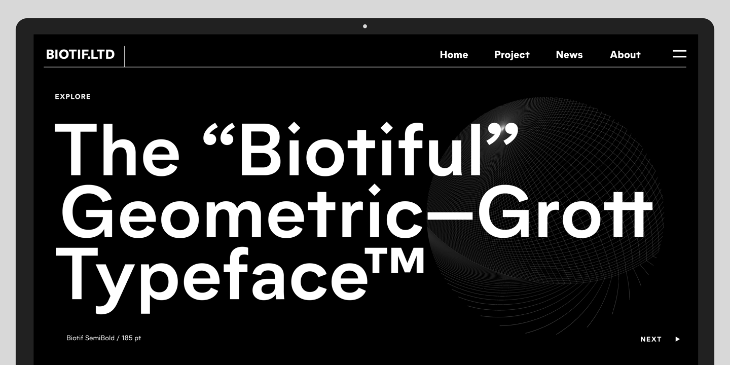 Biotif font specimen