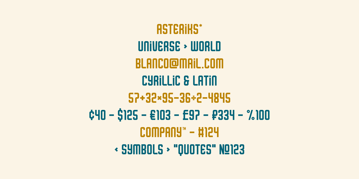 Blanco font specimen