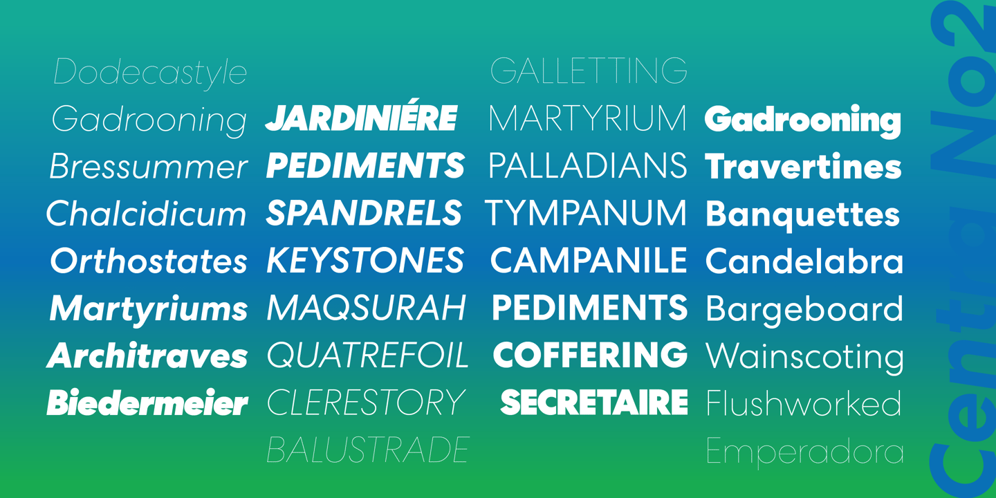 Centra No. 2 font specimen