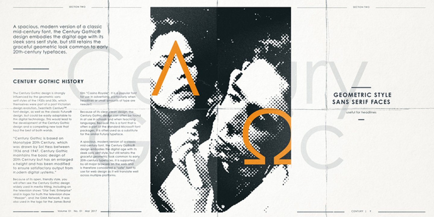 Century Gothic font specimen