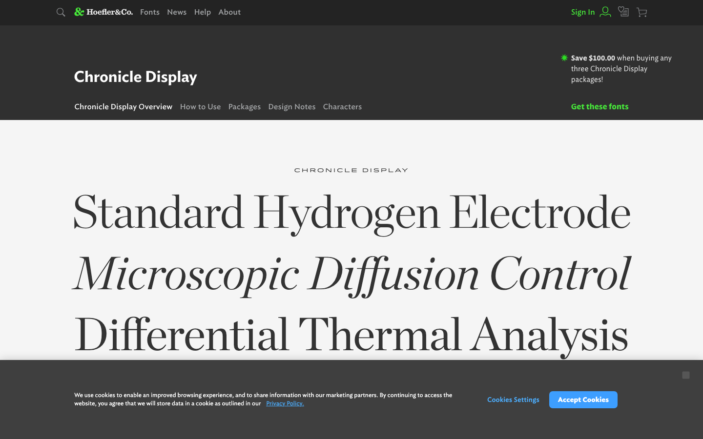 Chronicle Display font specimen