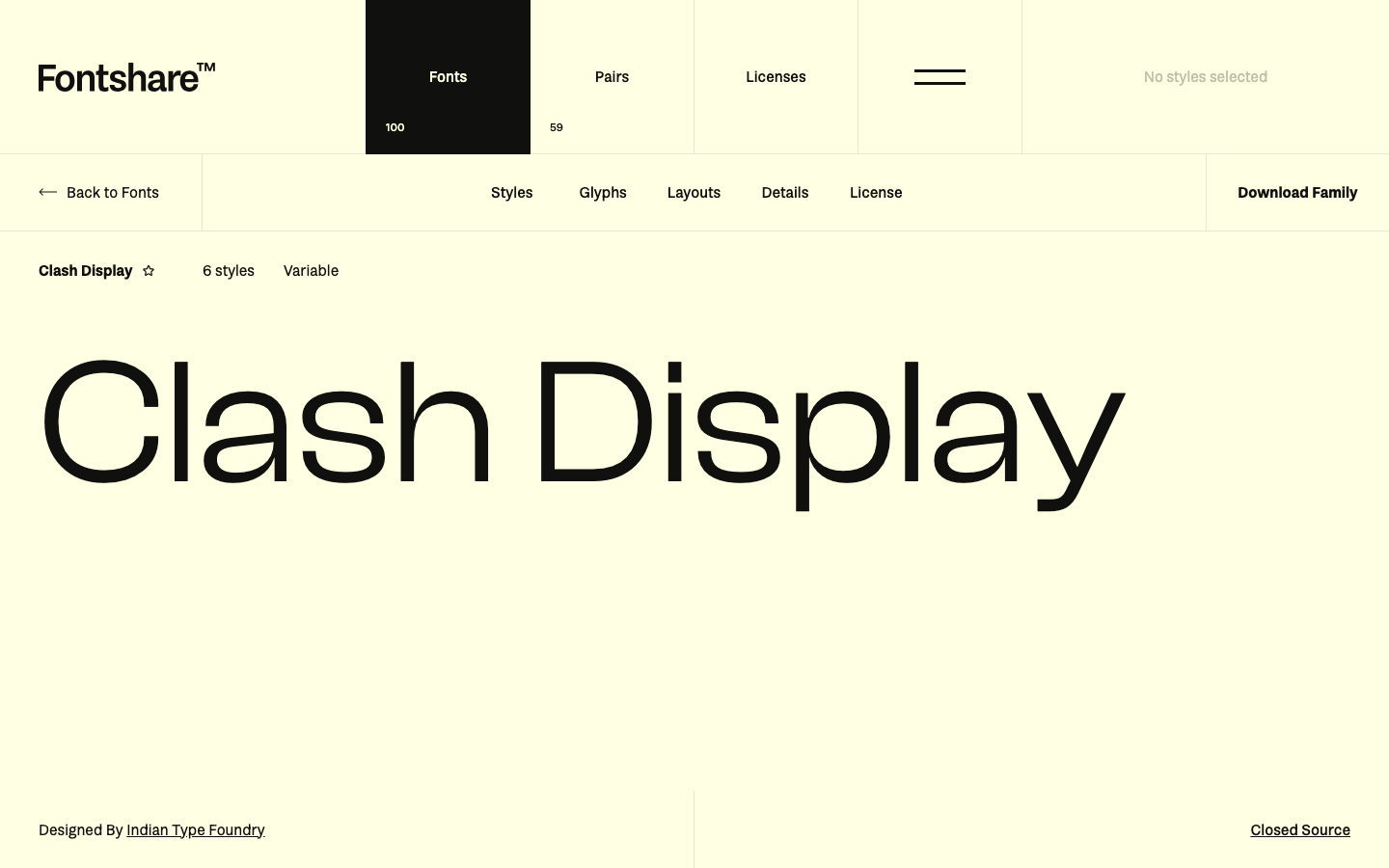 Clash Display font specimen