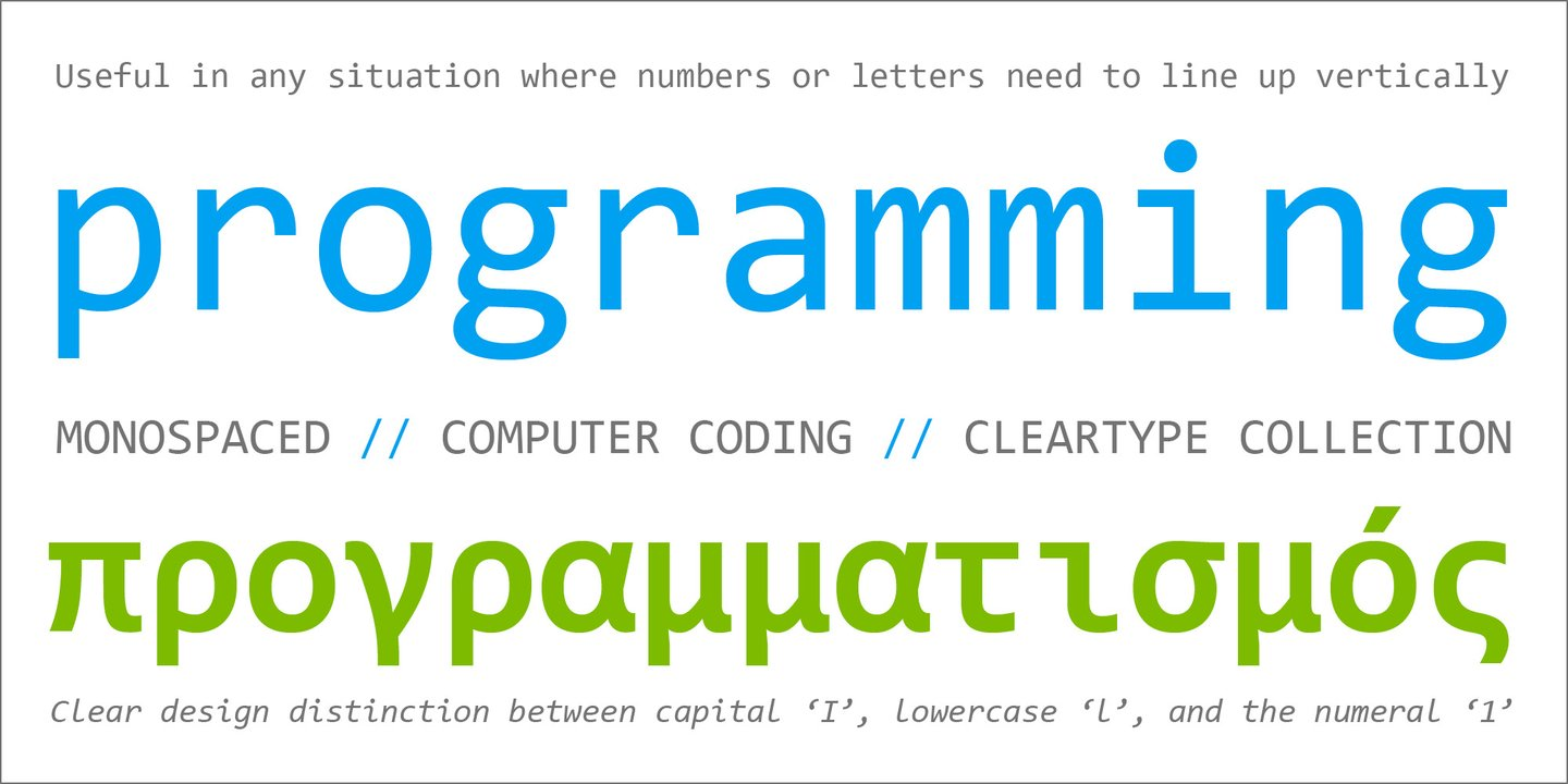 Consolas font specimen