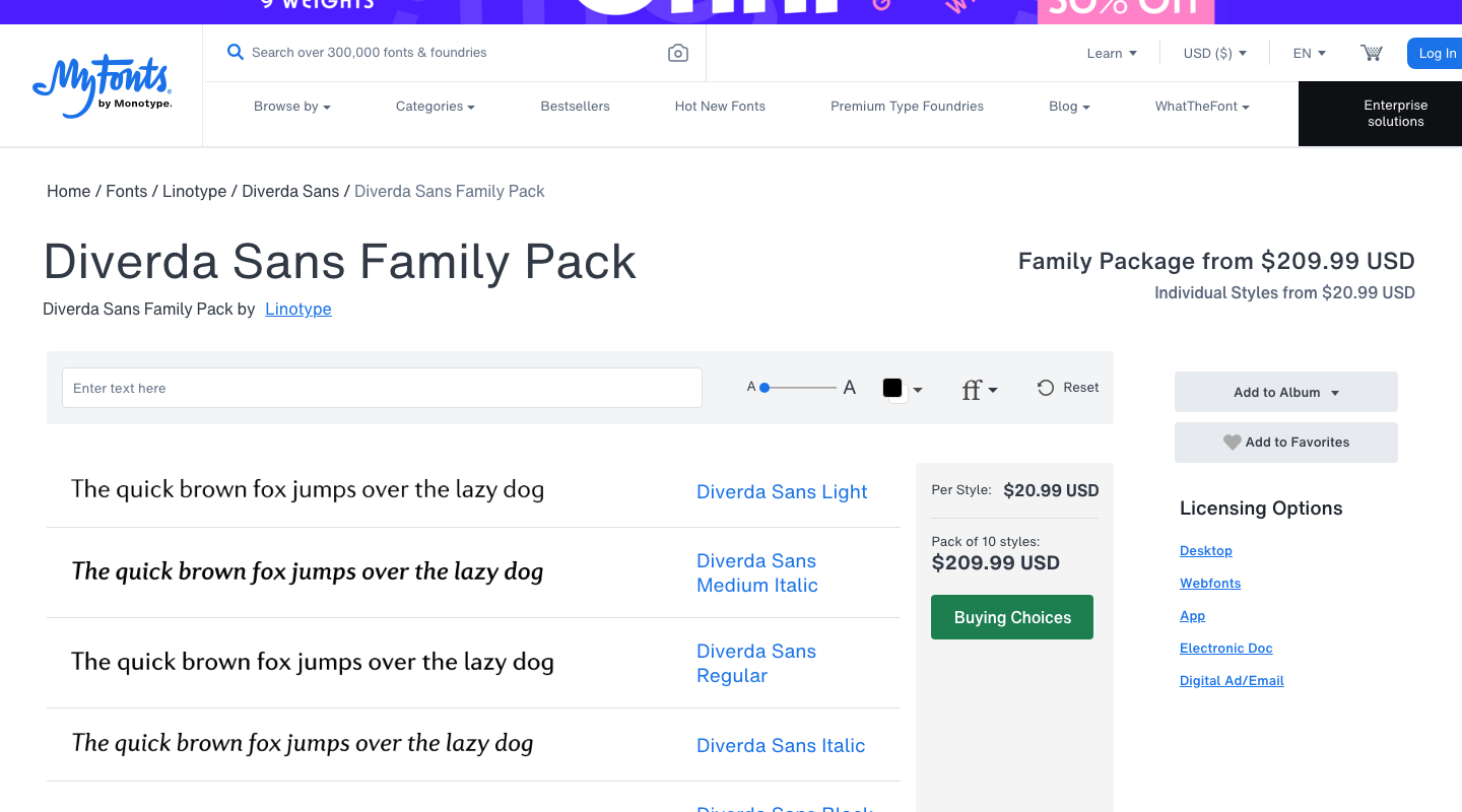 Diverda font specimen