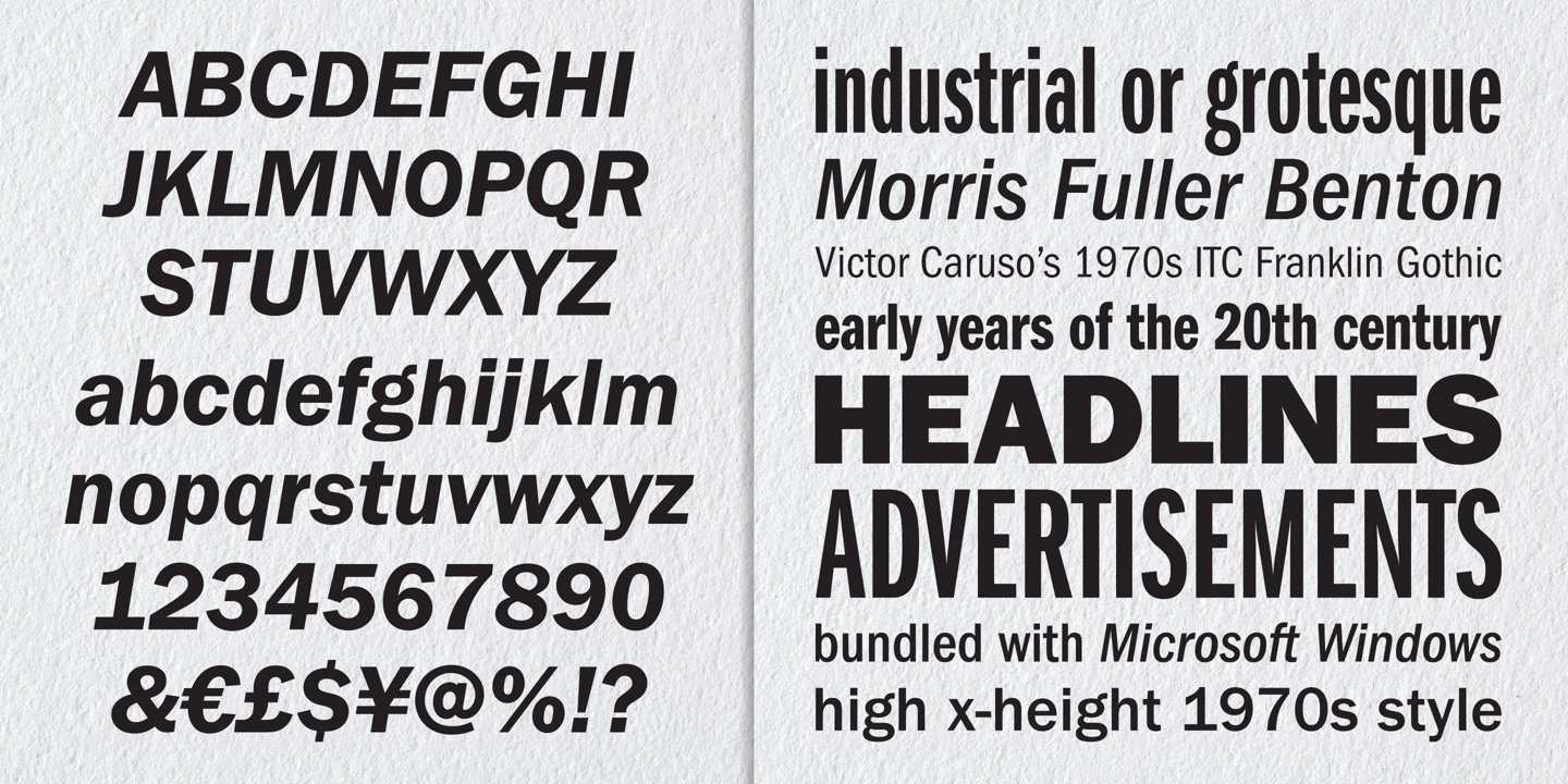 Franklin Gothic font specimen