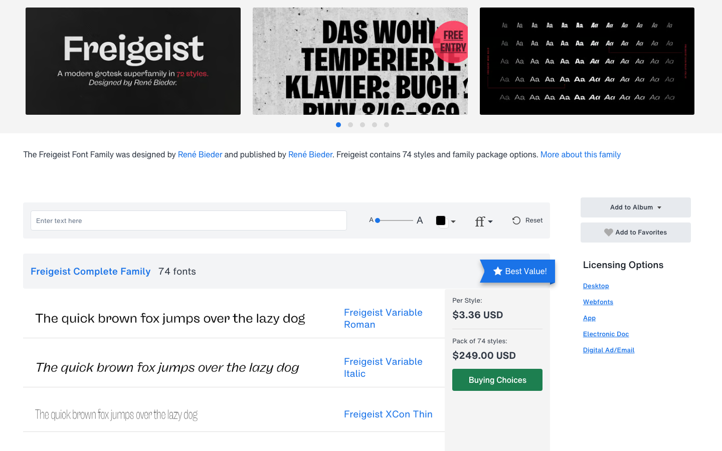 Freigeist font specimen