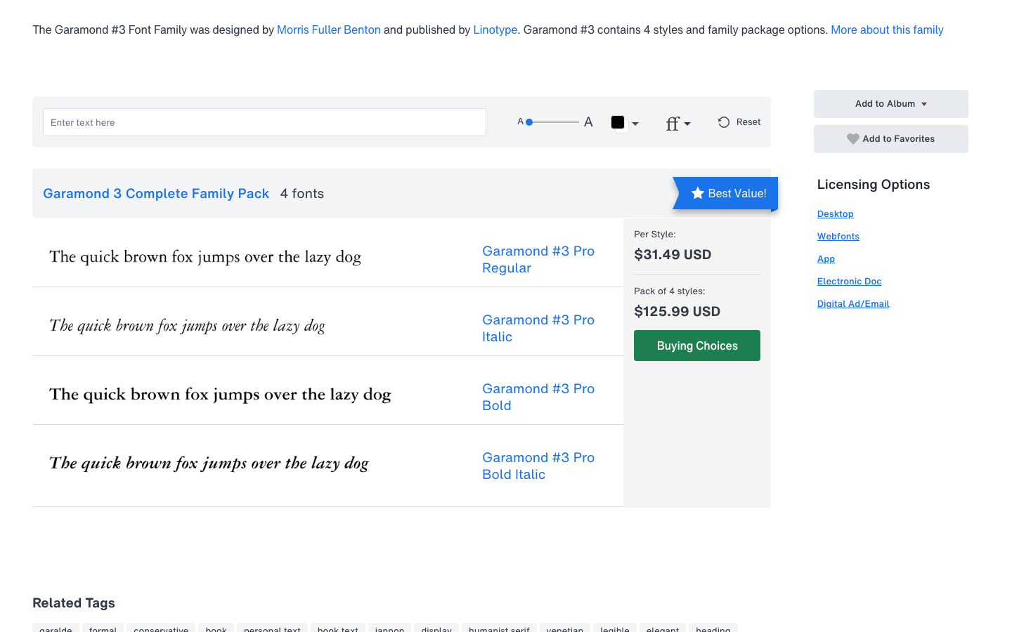 Garamond 3 specimen 1 of 5
