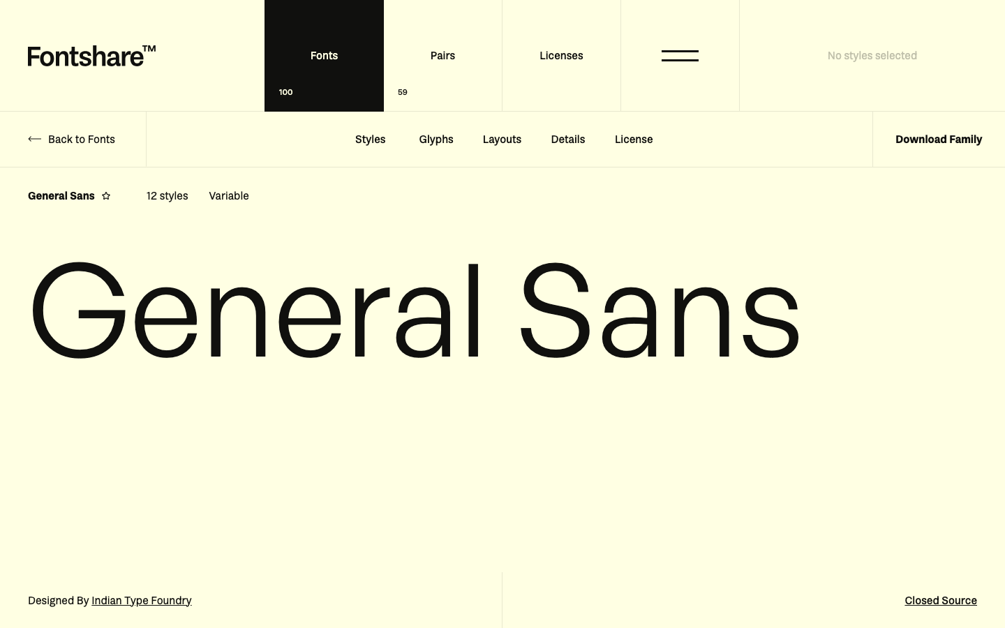 General Sans font specimen