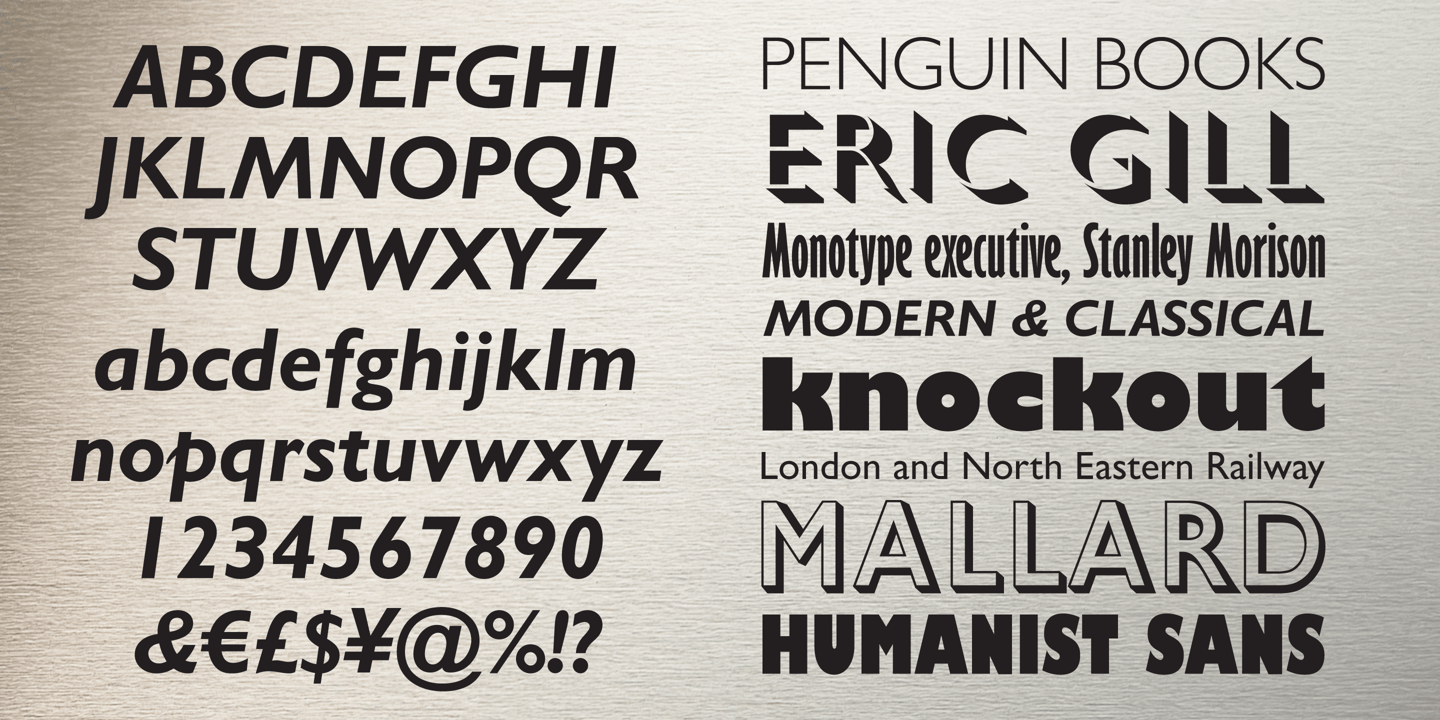 Gill Sans font specimen