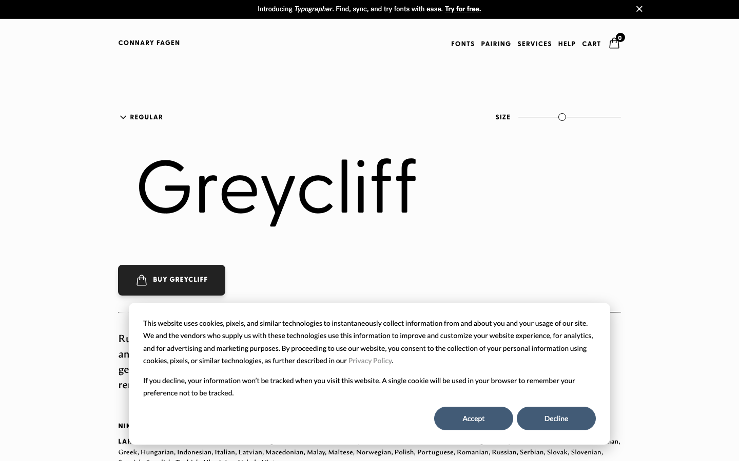 Greycliff font specimen