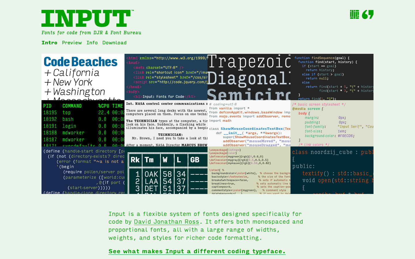 Input Mono font specimen