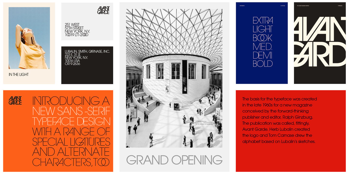 ITC Avant Garde font specimen