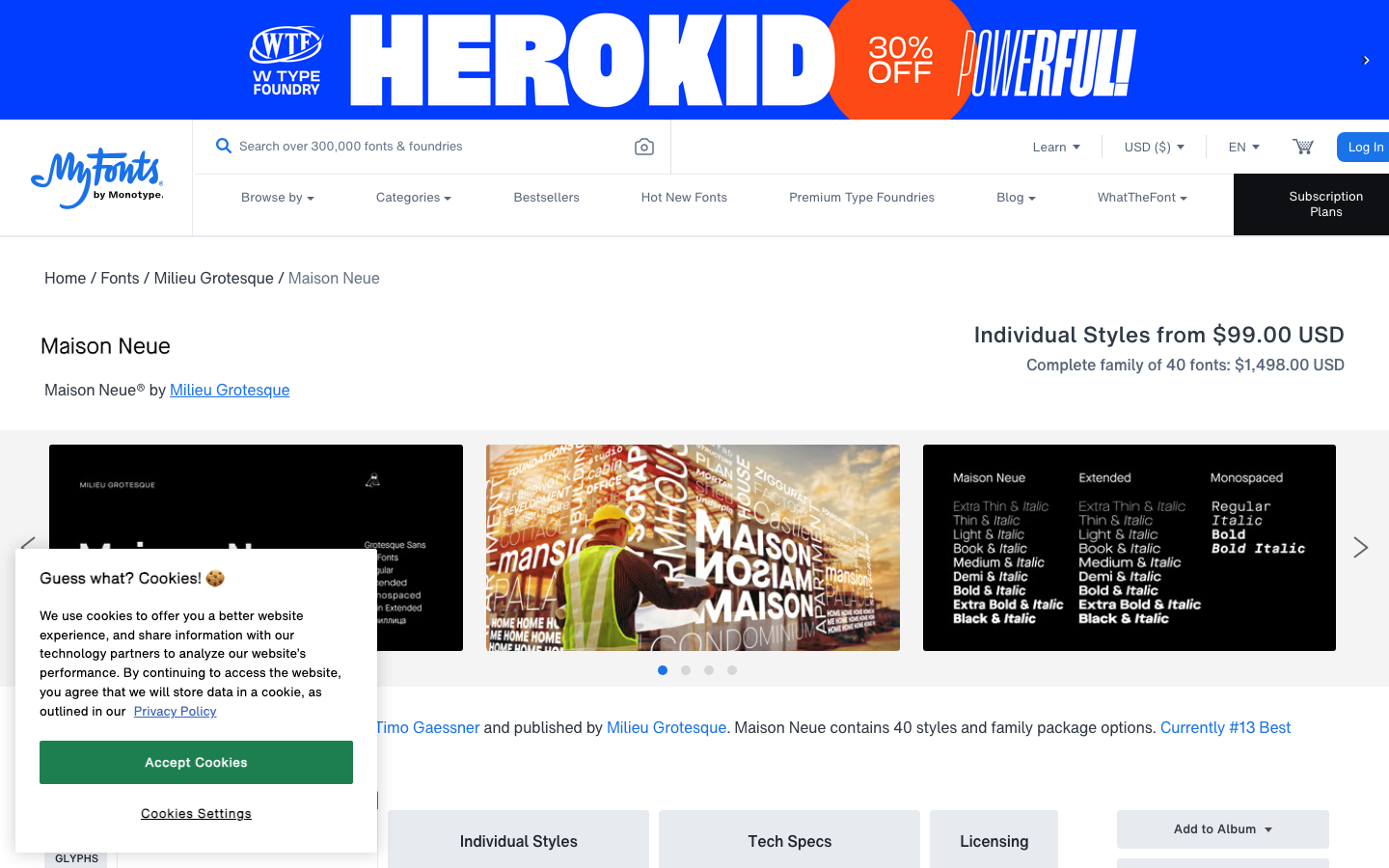 Maison font specimen