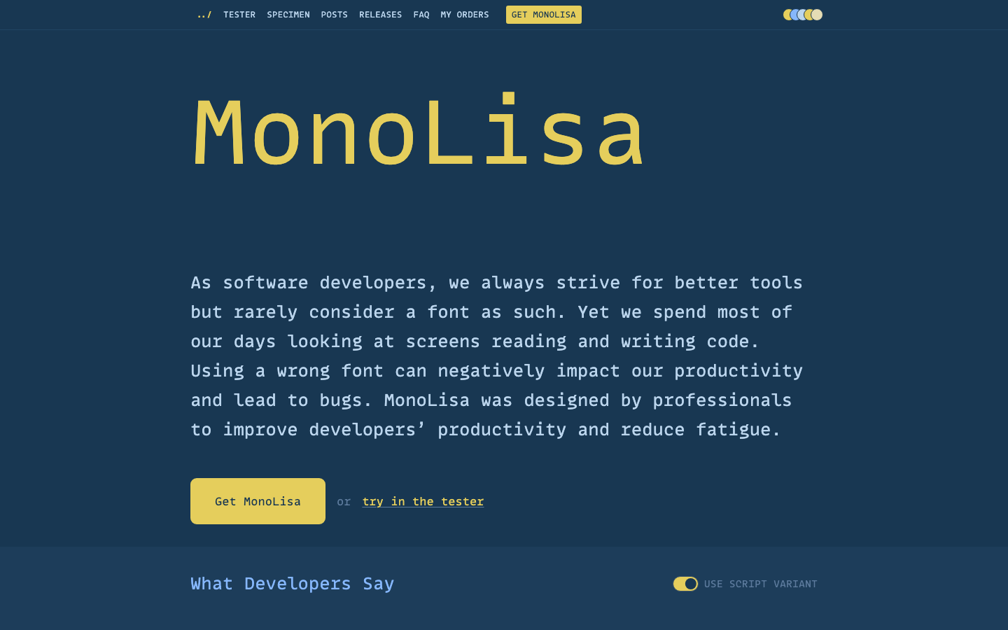 MonoLisa font specimen