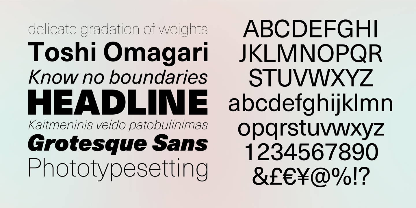 Neue Haas Unica font specimen