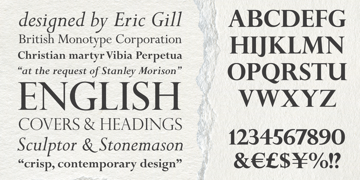 Perpetua font specimen
