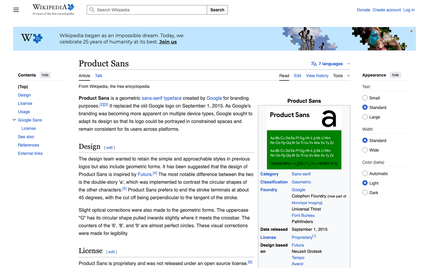 Product Sans font specimen