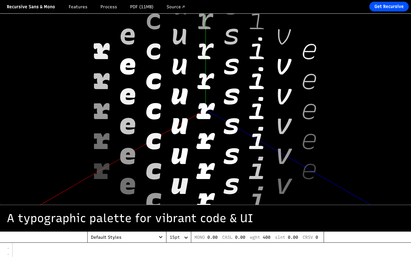 Recursive Mono font specimen