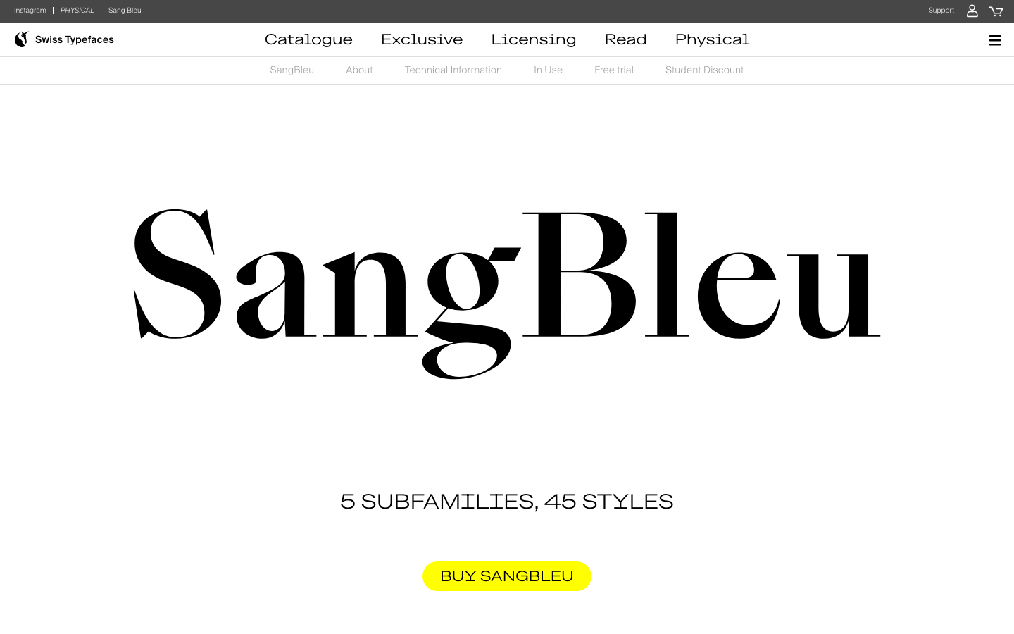 Sangbleu font specimen