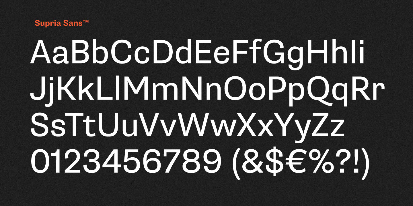 Supria Sans font specimen