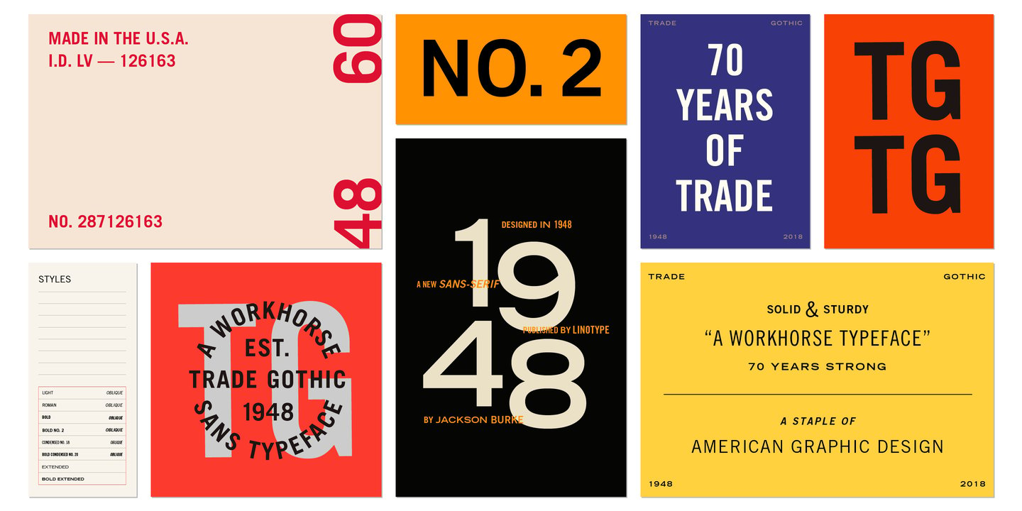 Trade Gothic font specimen