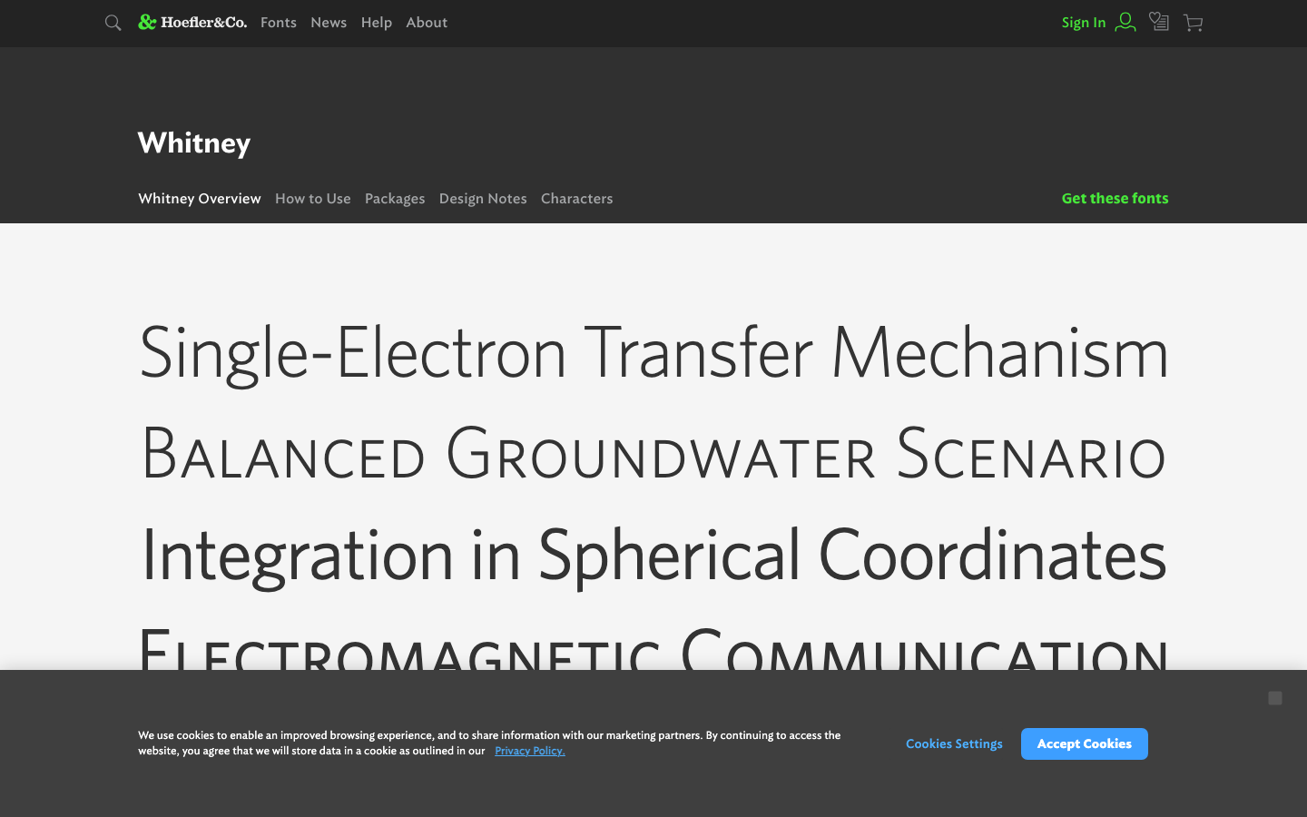 Whitney font specimen